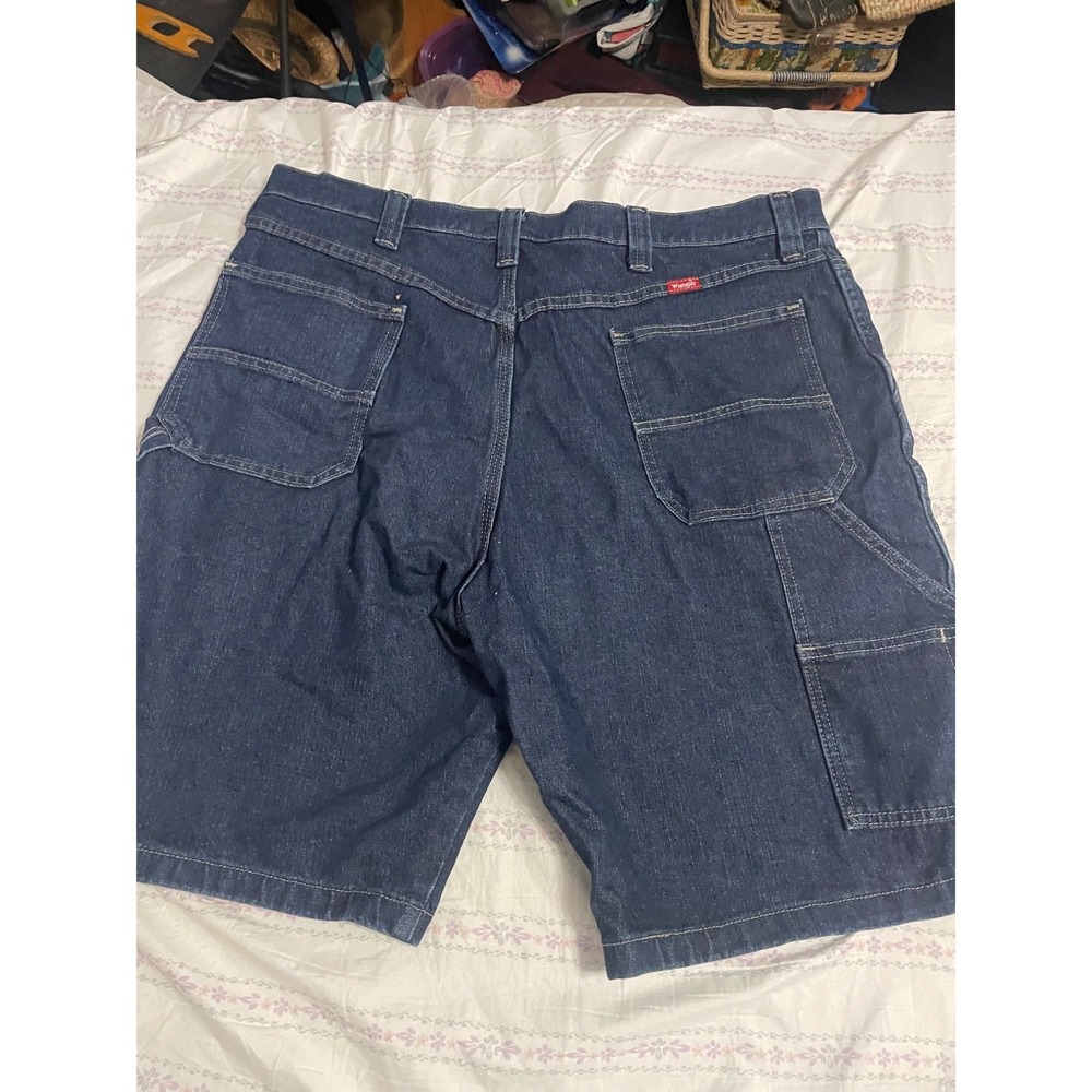 Wrangler Carpenter Shorts Men's 38 100% Cotton Denim Workwear Utility darkBlue
